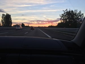 zonsondergang op de terugreis